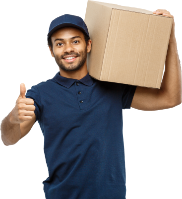 Delivery man hold the box